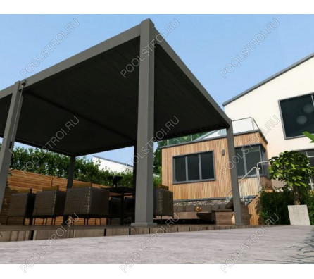 Пергола Aquaviva Авангард с креп. к стене (руч. упр. ламелями) 4X3.6м RAL 7015 (Антрацит)