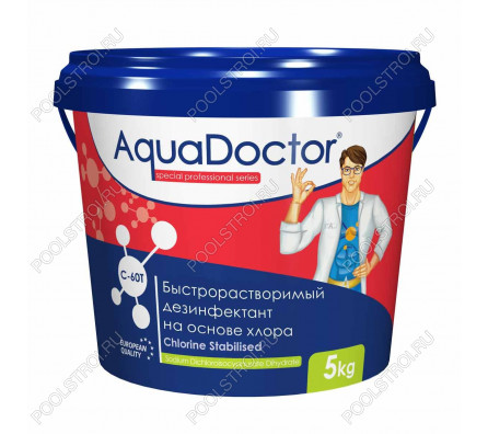Дезинфектант для бассейна на основе хлора быстрого действия AquaDoctor C-60T 5кг (в таблетках)