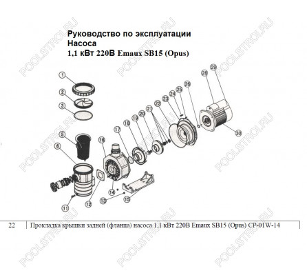 Прокладка крышки задней (фланца) насоса SB Emaux СP-01W-14 (02011093)